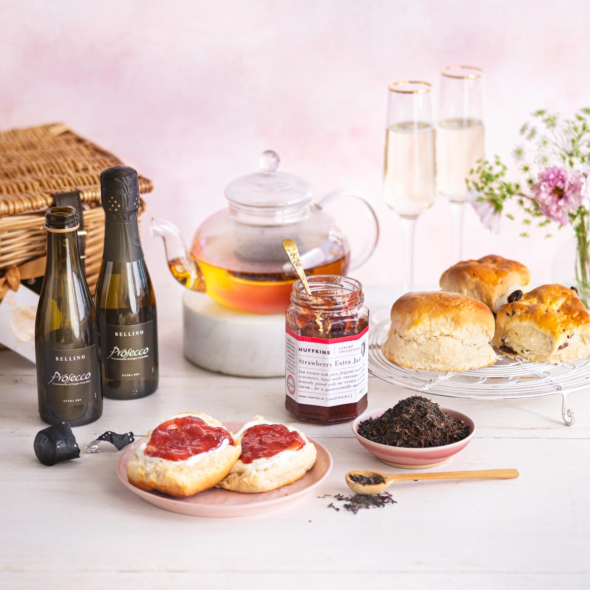 Prosecco Afternoon Tea Hamper Gift Ideas UK Delivery & Huffkins Bakery