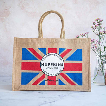 Extra Large Huffkins Eco Jute Shopping Bag with Union Jack Print